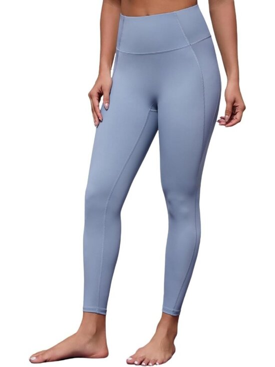 Pants - Women's Grey Blue Ultra Soft High Waisted Workout Gym Athletic Yoga Leggings